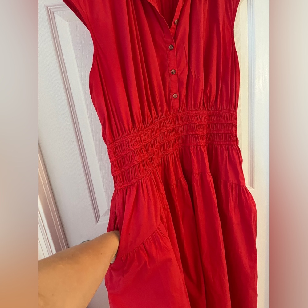 Lucky Brand Smocked Dropped Waist Midi Dress size XL - Picture 4 of 12